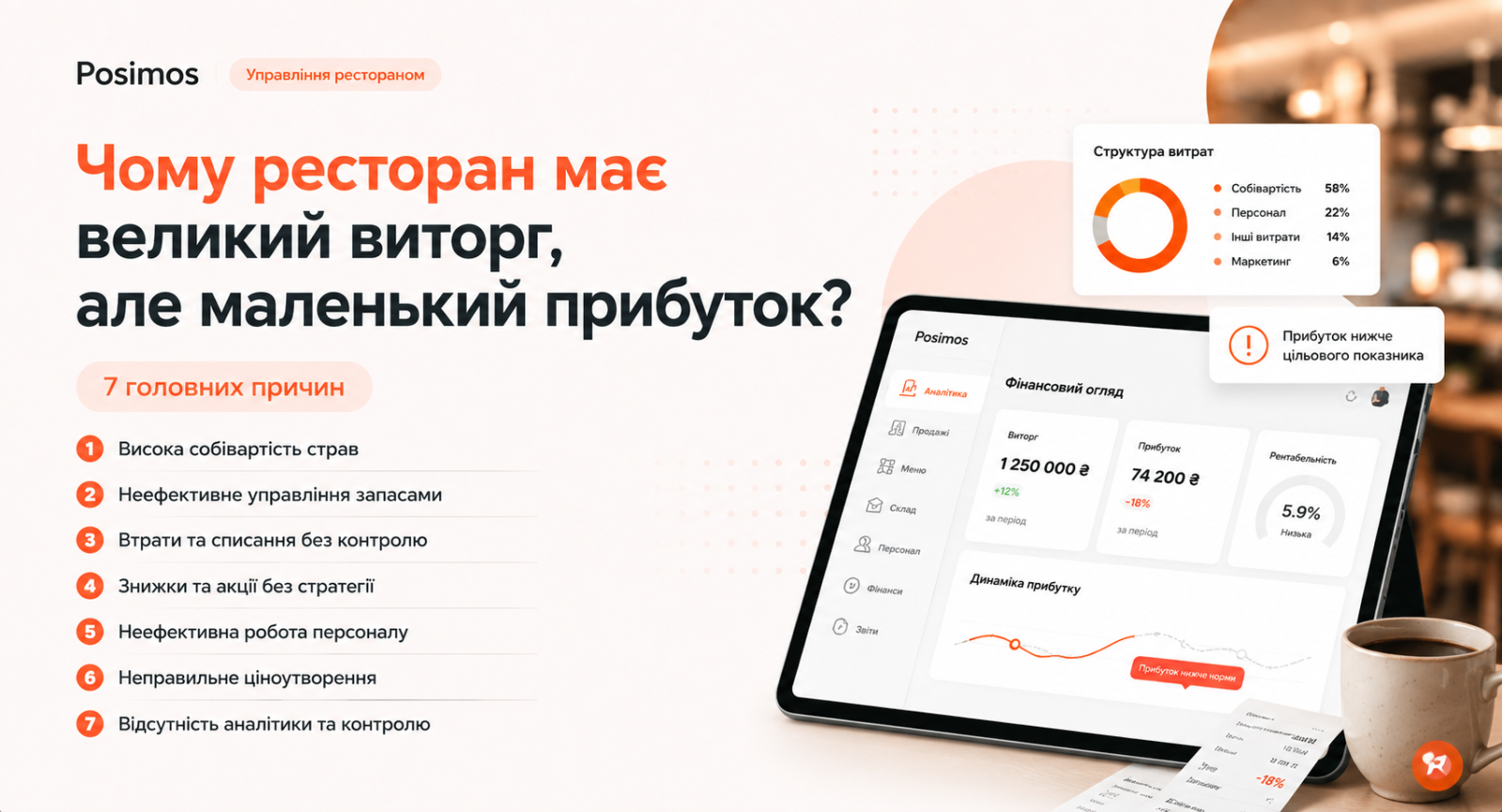 Чому ресторан має великий виторг, але маленький прибуток? 7 головних причин
